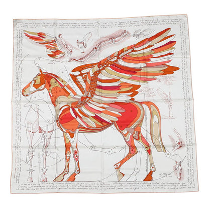 Hermes Shawl Carre 140 Jean Pegase D'hermes Silk White Scarf