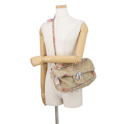 Chanel Chain Shoulder Bag Quilted 30 CC Logo Raffia Ribbon Double — view 5