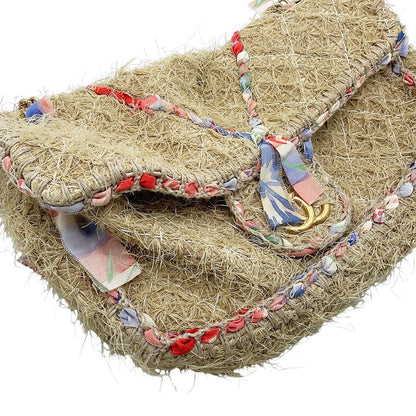 Chanel Chain Shoulder Bag Quilted 30 CC Logo Raffia Ribbon Double — view 7