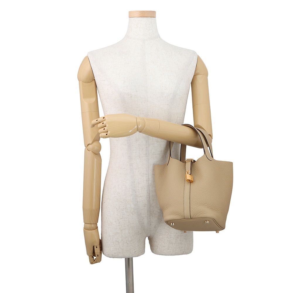 Hermes Handbag Picotin Lock PM Trench Gold Taurillon Clemence — view 4