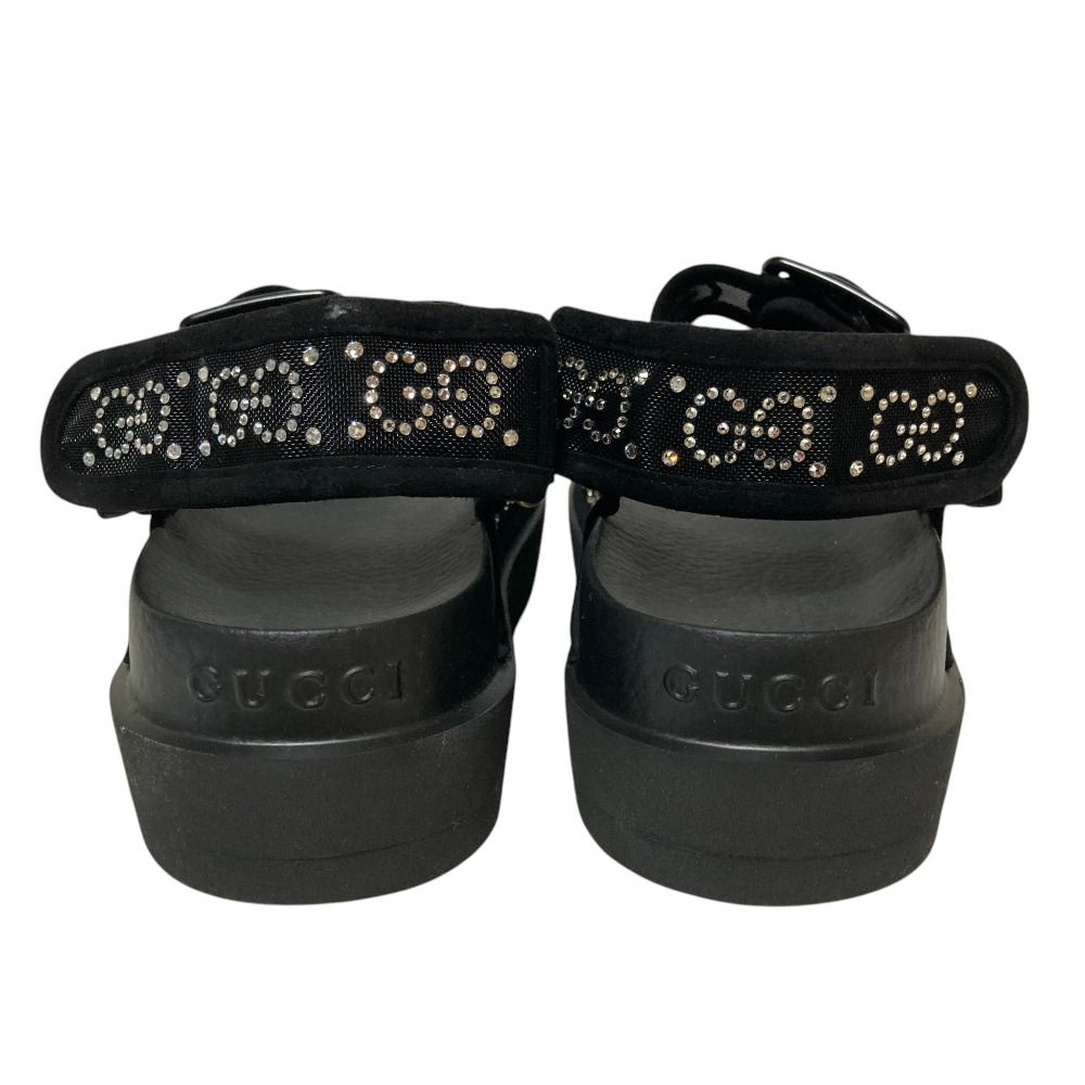 Gucci GG Logo Crystal Platform Sandals Black 35 — view 3