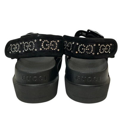 Gucci GG Logo Crystal Platform Sandals Black 35 — view 3