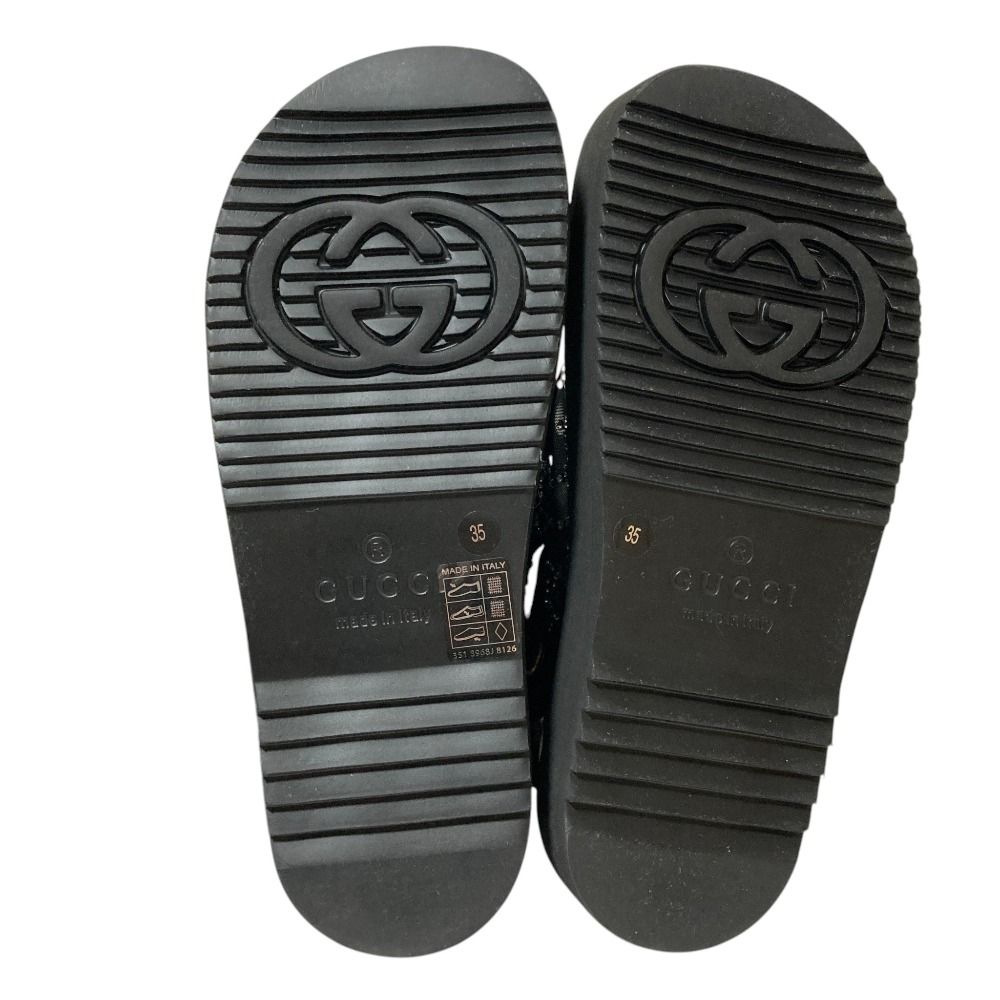 Gucci GG Logo Crystal Platform Sandals Black 35 — view 5
