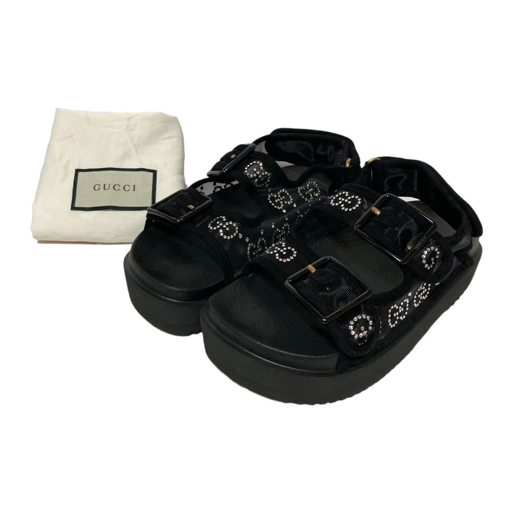 Gucci GG Logo Crystal Platform Sandals Black 35 — view 8
