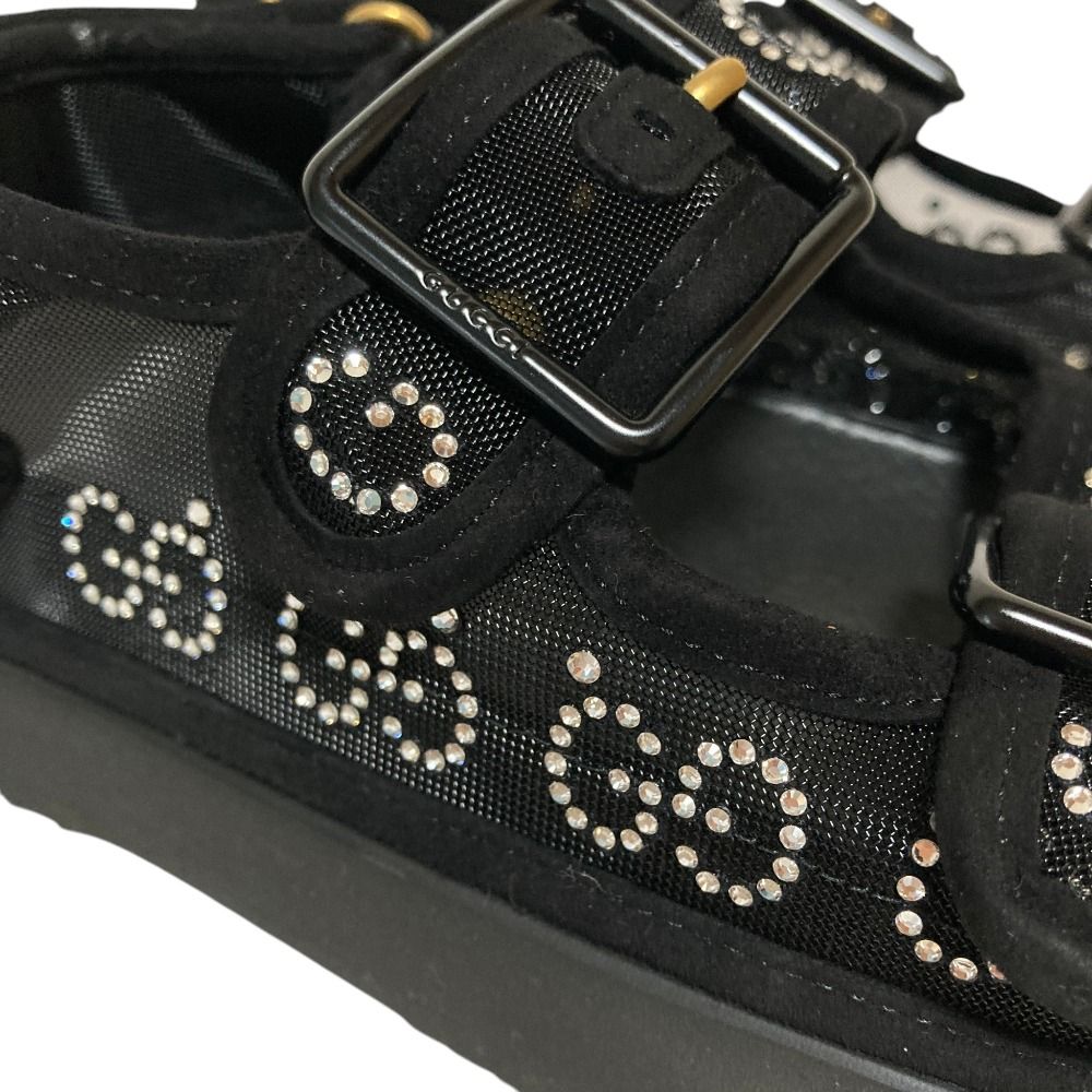Gucci GG Logo Crystal Platform Sandals Black 35 — view 7