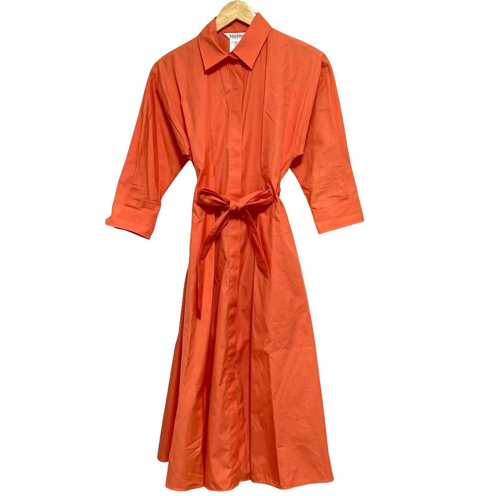 Max Mara Waist Cord Shirt Dress 36 Orange
