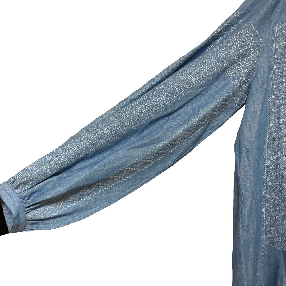 Celine Embroidery Chambray Romy Pullover Blouse 36 Blue Sweater — view 5