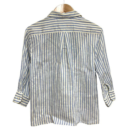 Gucci Michele Era Logo Embroidery Striped Pattern Linen Cotton Shirt Blouse 38 — view 2