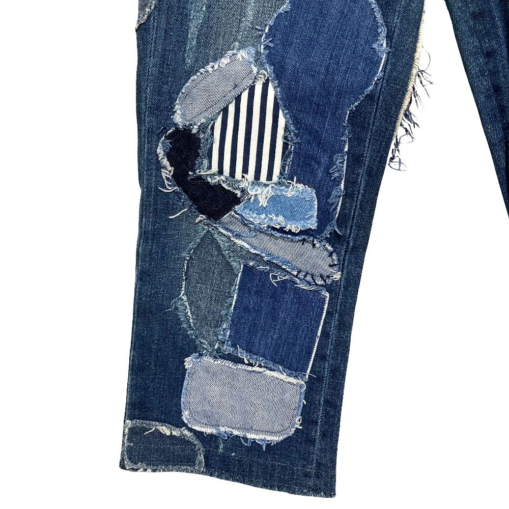 Dolce & Gabbana Rebuild Patchwork Cropped Denim Pants 38 Indigo — view 6