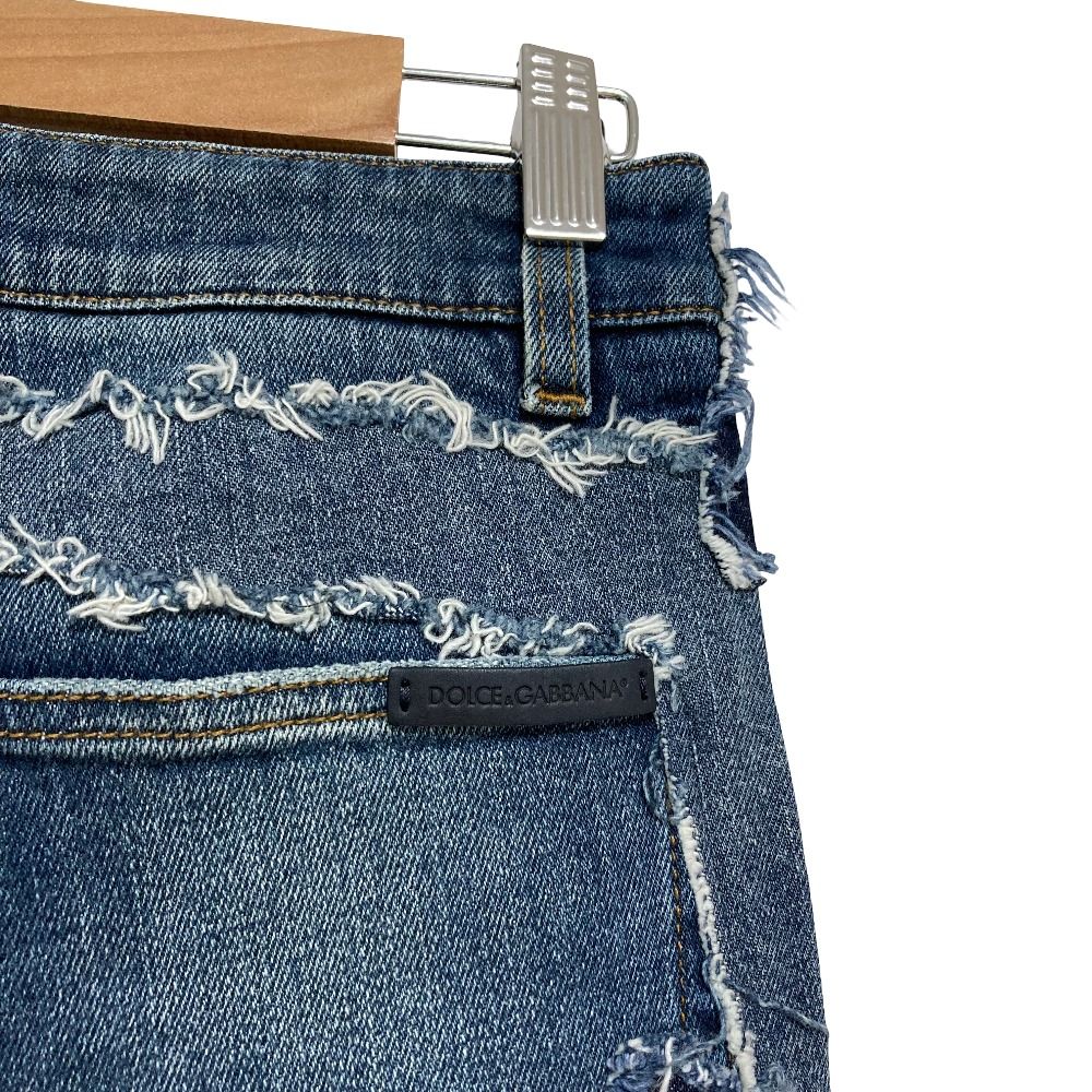 Dolce & Gabbana Rebuild Patchwork Cropped Denim Pants 38 Indigo — view 7