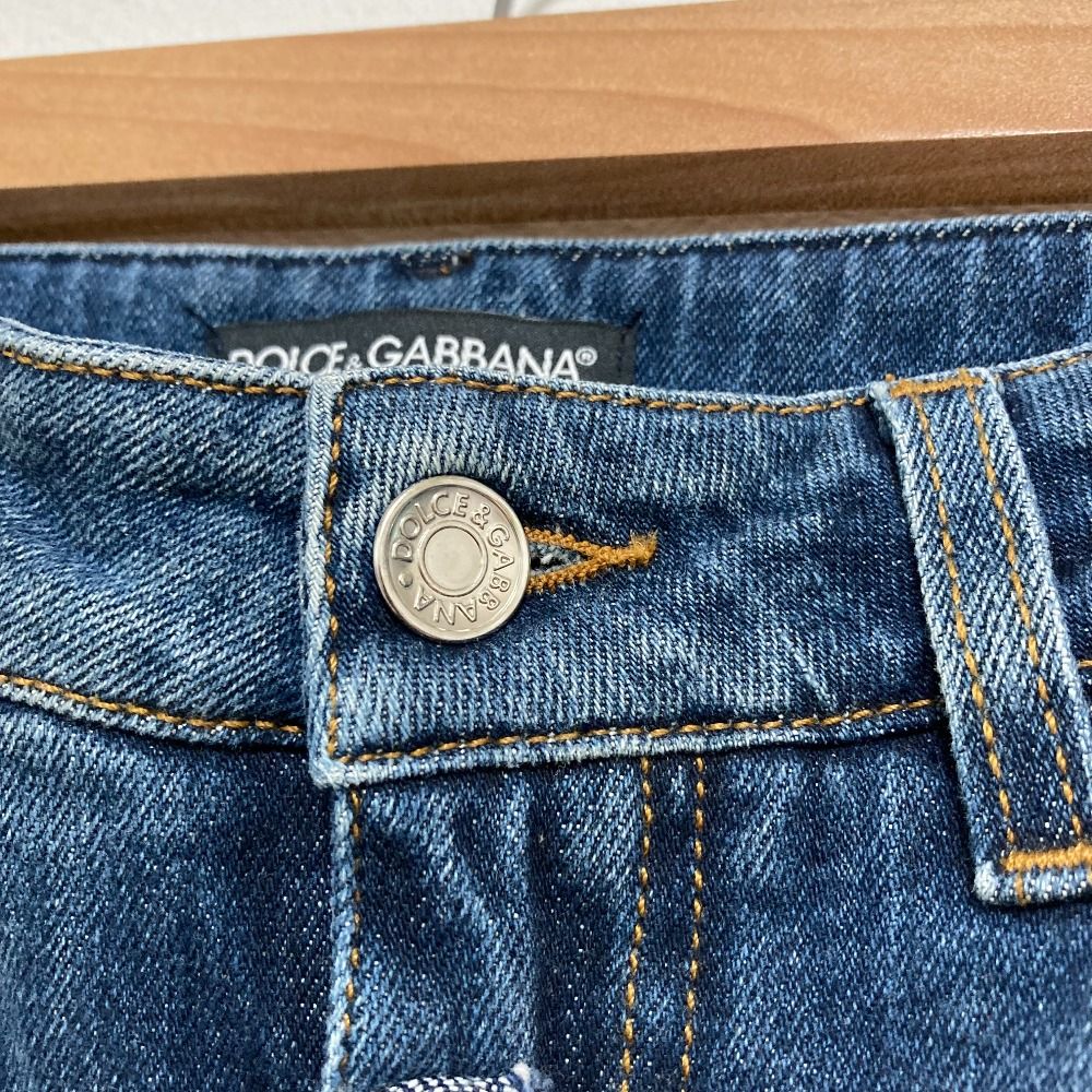 Dolce & Gabbana Rebuild Patchwork Cropped Denim Pants 38 Indigo — view 4