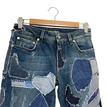 Dolce & Gabbana Rebuild Patchwork Cropped Denim Pants 38 Indigo — view 3