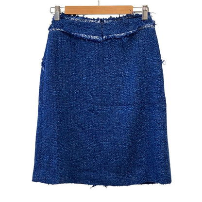 Chanel 05c CC Logo Tweed Skirt 38 Blue — view 2