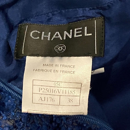 Chanel 05c CC Logo Tweed Skirt 38 Blue — view 6