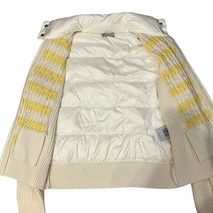 Moncler Cardigan Tricot Cable Knit Down S Ivory — view 3