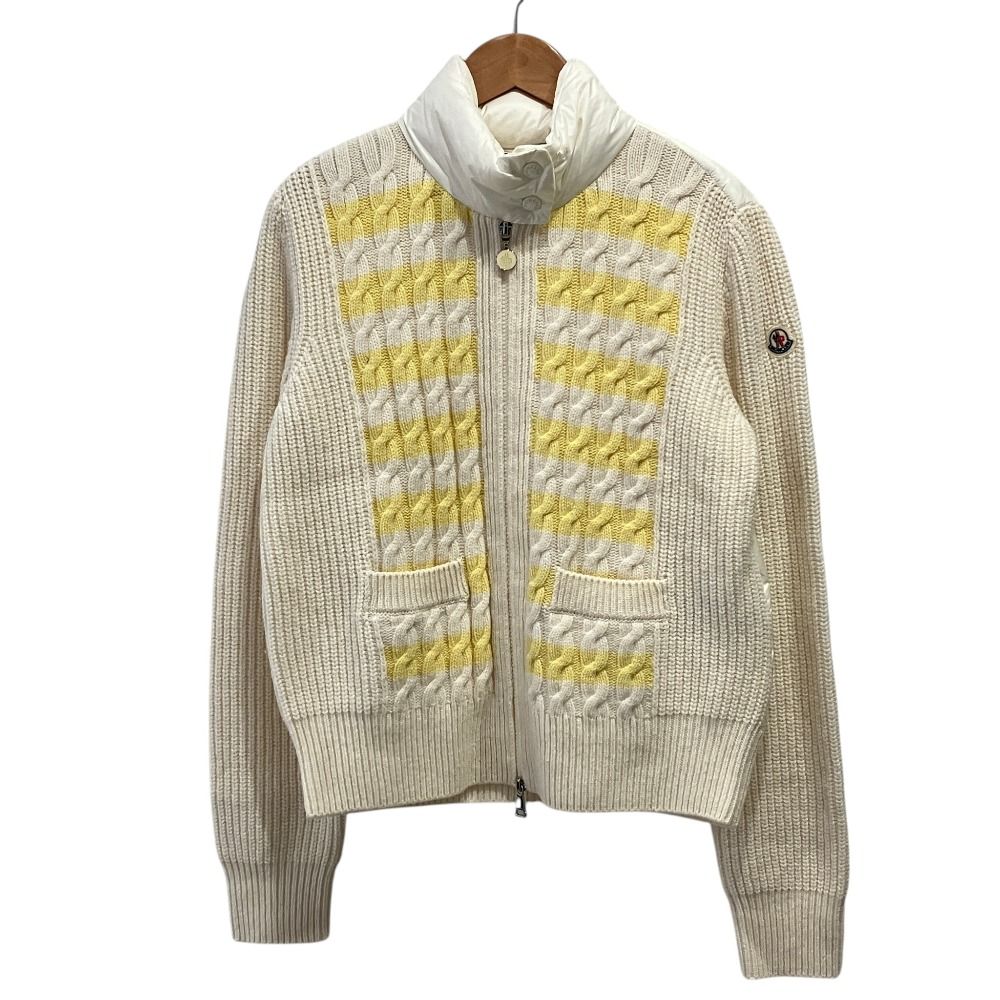 Moncler Cardigan Tricot Cable Knit Down S Ivory