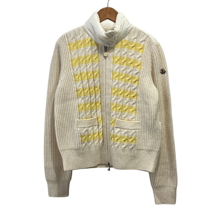 Moncler Cardigan Tricot Cable Knit Down S Ivory