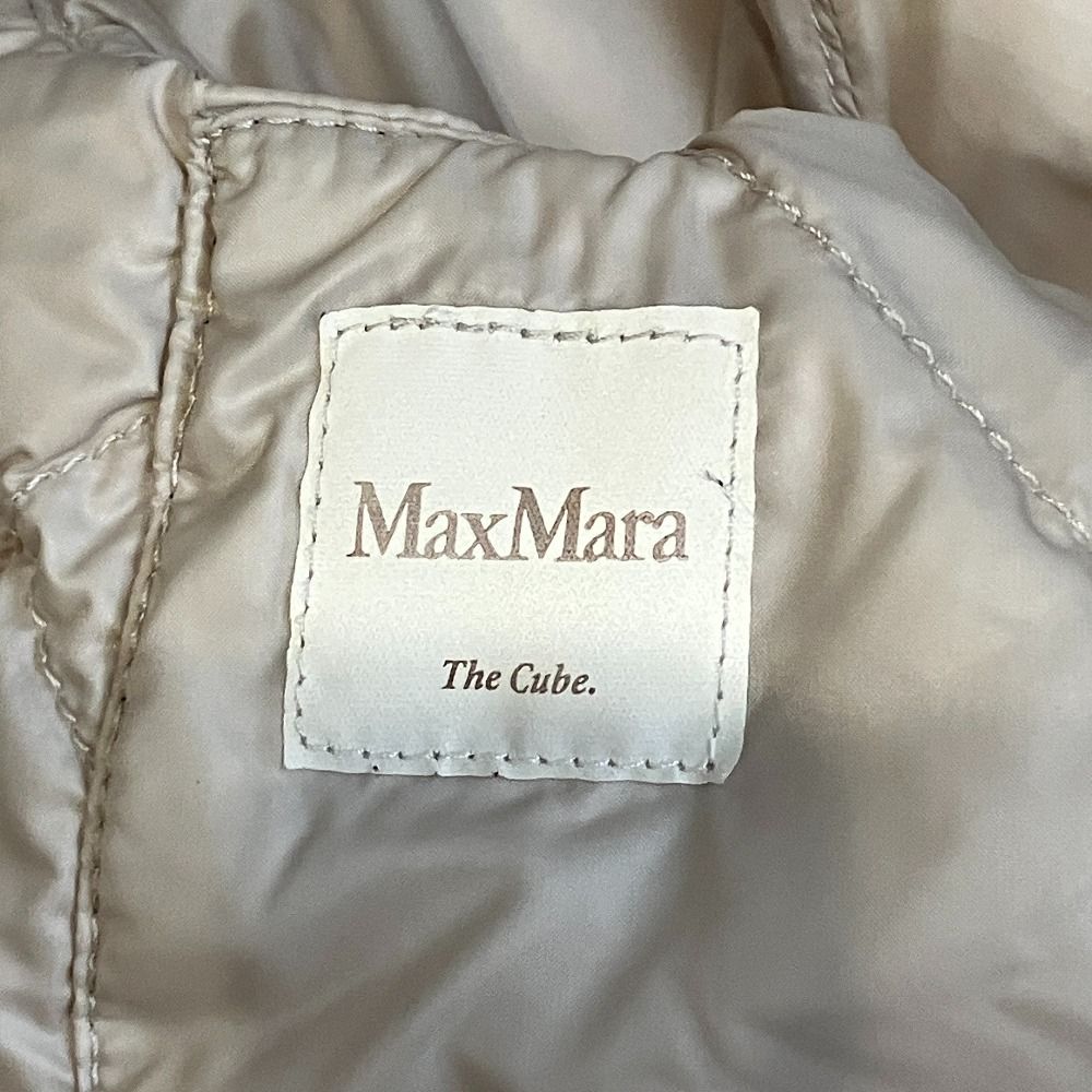 Max Mara the Cube Quilted Long Down Vest Coat 42 Beige — view 4