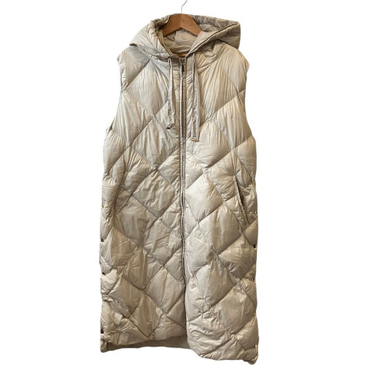 Max Mara the Cube Quilted Long Down Vest Coat 42 Beige
