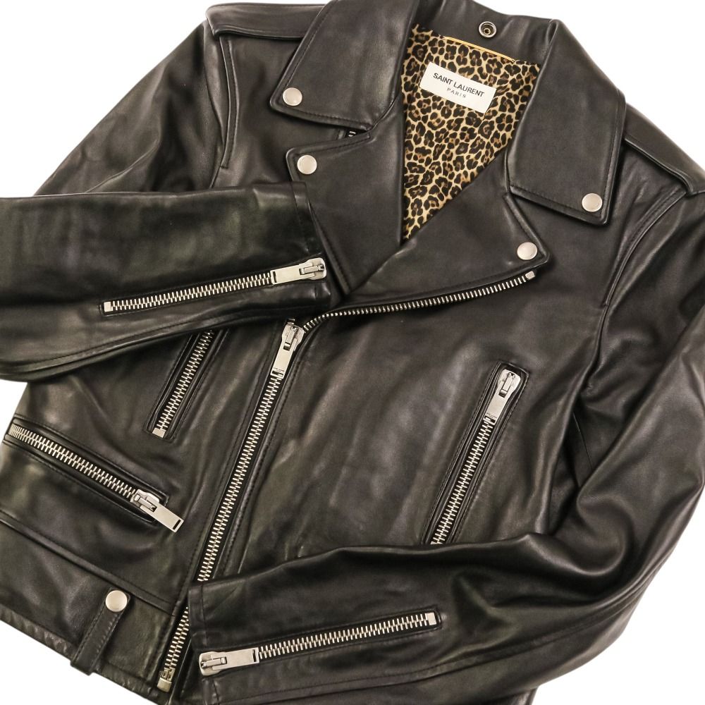 Saint Laurent Paris Classic Motorcycle Double Rider's Jacket 38 Black — view 7