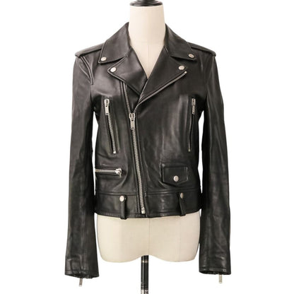Saint Laurent Paris Classic Motorcycle Double Rider's Jacket 38 Black