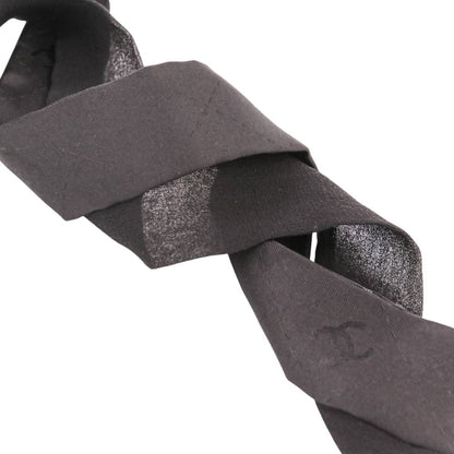 Chanel Silk CC Logo Bow Tie Ribbon Scarf Black — view 8