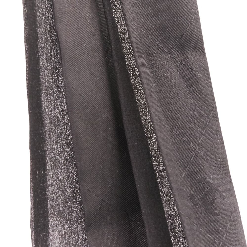 Chanel Silk CC Logo Bow Tie Ribbon Scarf Black — view 7