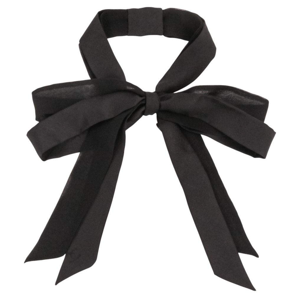 Chanel Silk CC Logo Bow Tie Ribbon Scarf Black — view 4