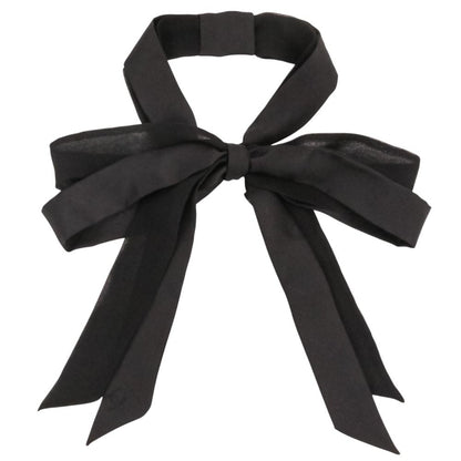 Chanel Silk CC Logo Bow Tie Ribbon Scarf Black — view 4