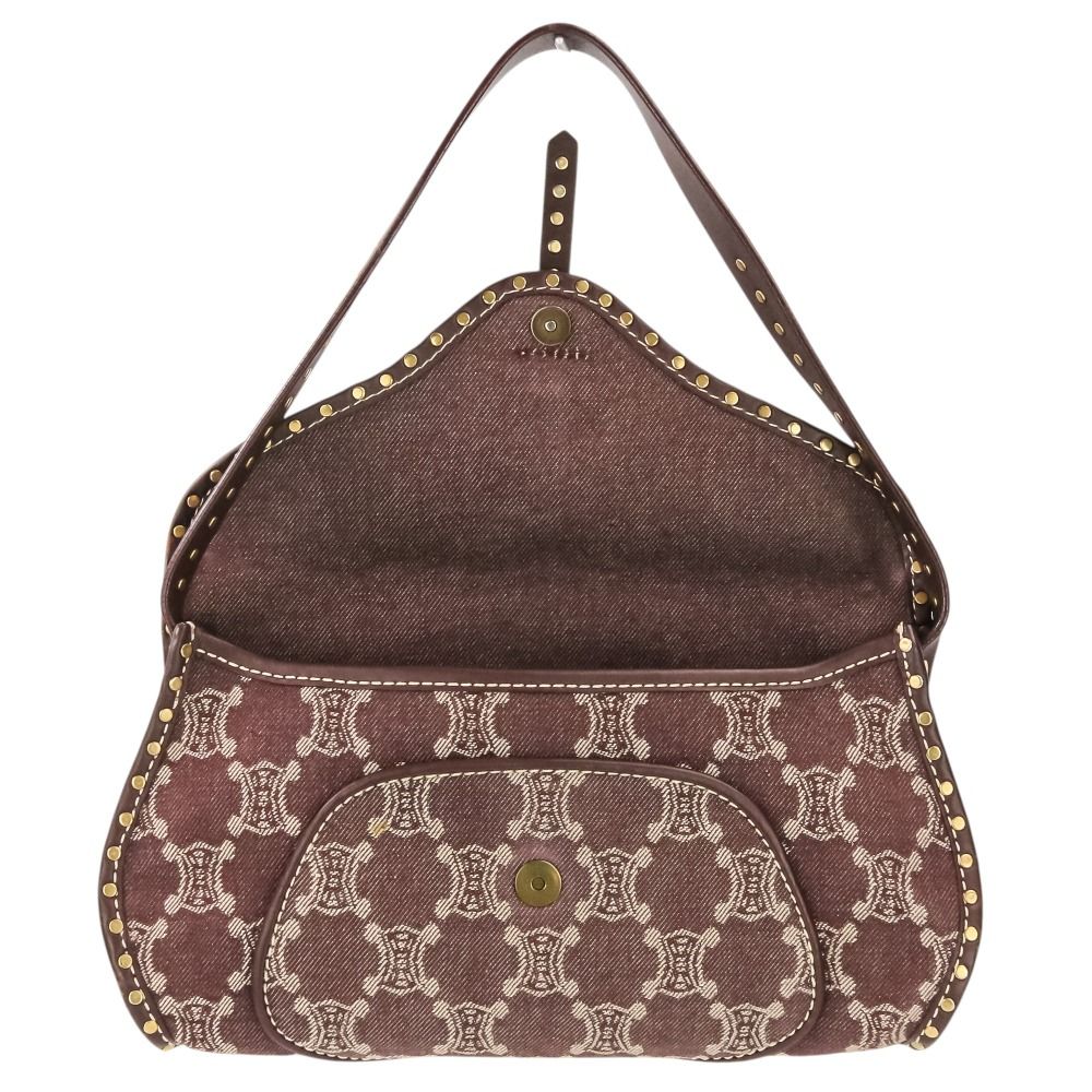 Celine Paris Macadam Canvas Shoulder Bag Bordeaux — view 8