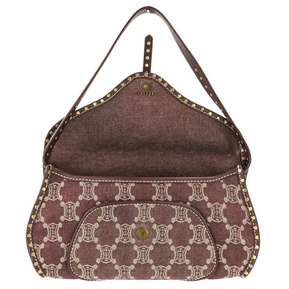 Celine Paris Macadam Canvas Shoulder Bag Bordeaux — view 8