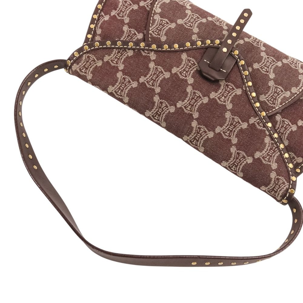 Celine Paris Macadam Canvas Shoulder Bag Bordeaux — view 6