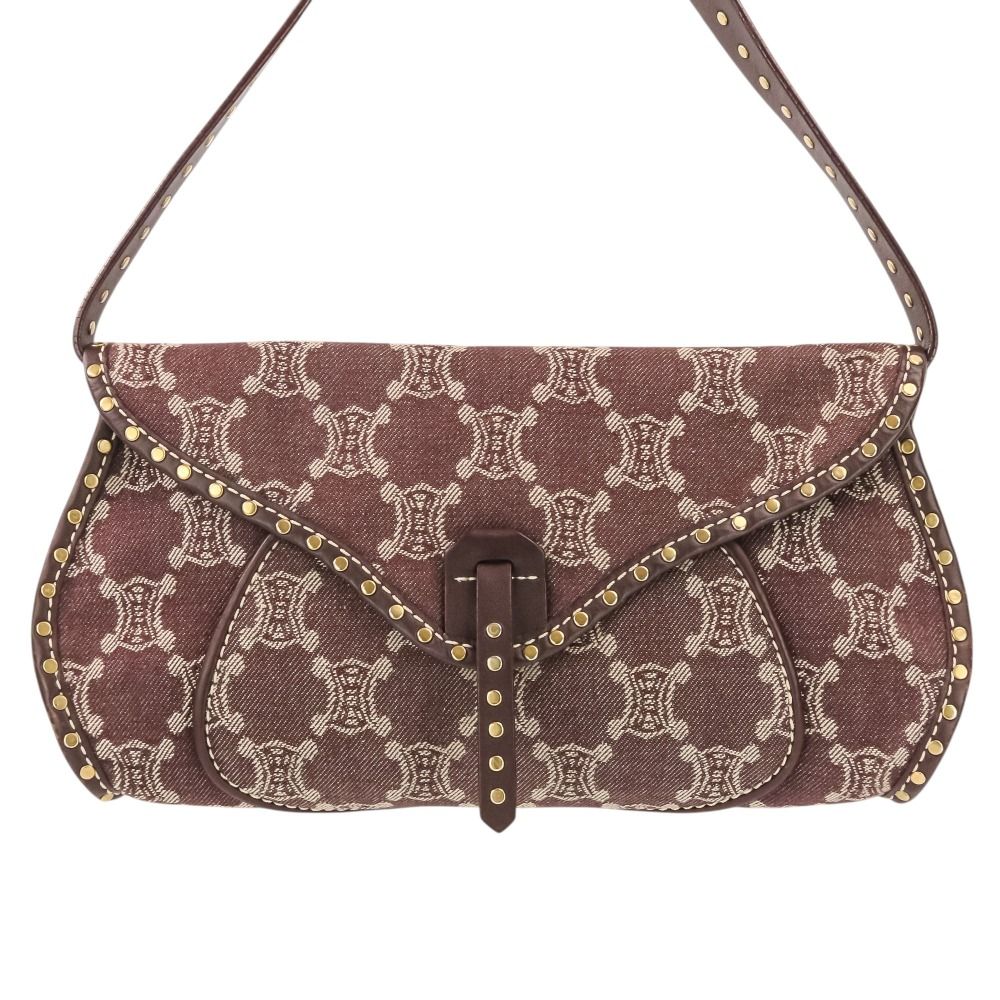 Celine Paris Macadam Canvas Shoulder Bag Bordeaux — view 2