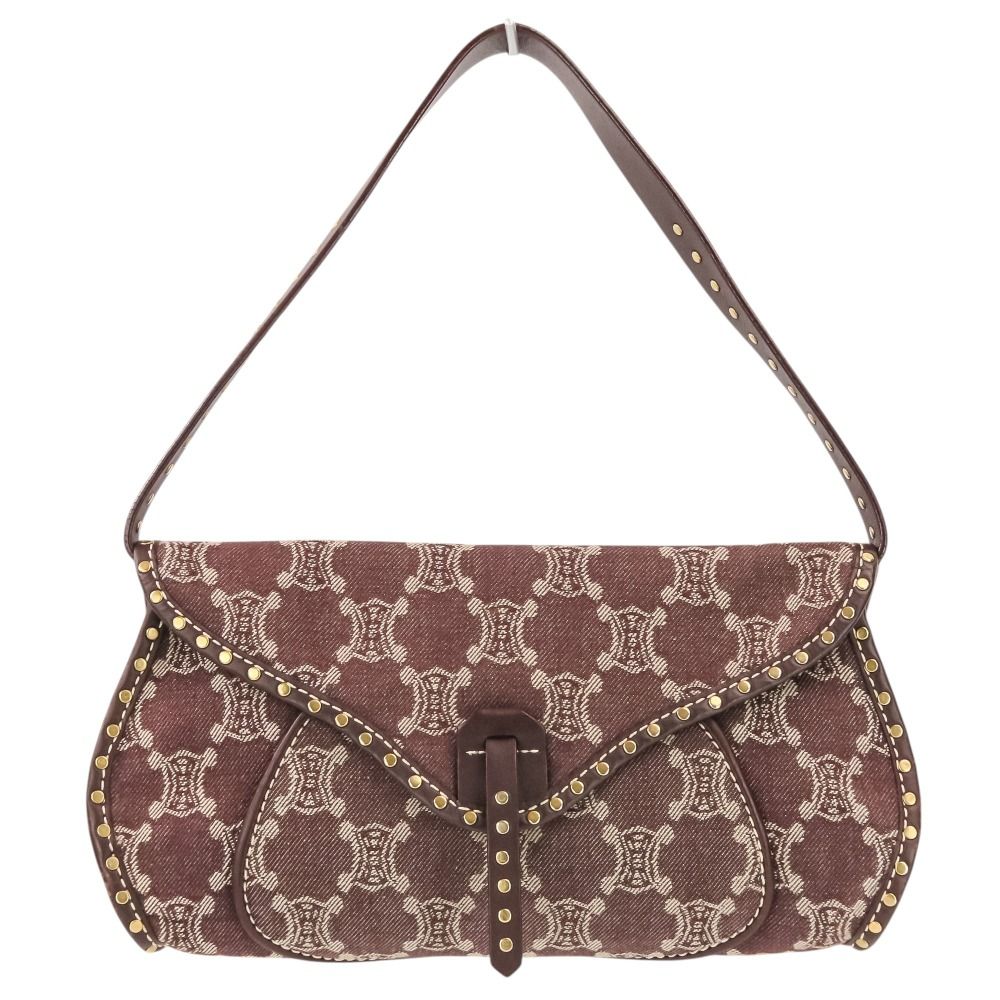 Celine Paris Macadam Canvas Shoulder Bag Bordeaux