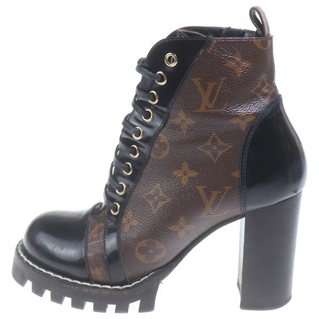 Louis Vuitton Monogram Star Trail Line Short Ankle Boots Heels Leather Gold