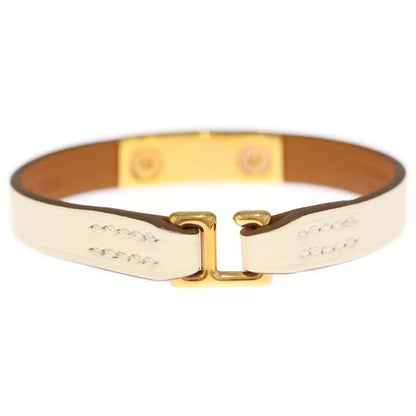Hermes Mini Rival Leather Bracelet White Gold — view 2
