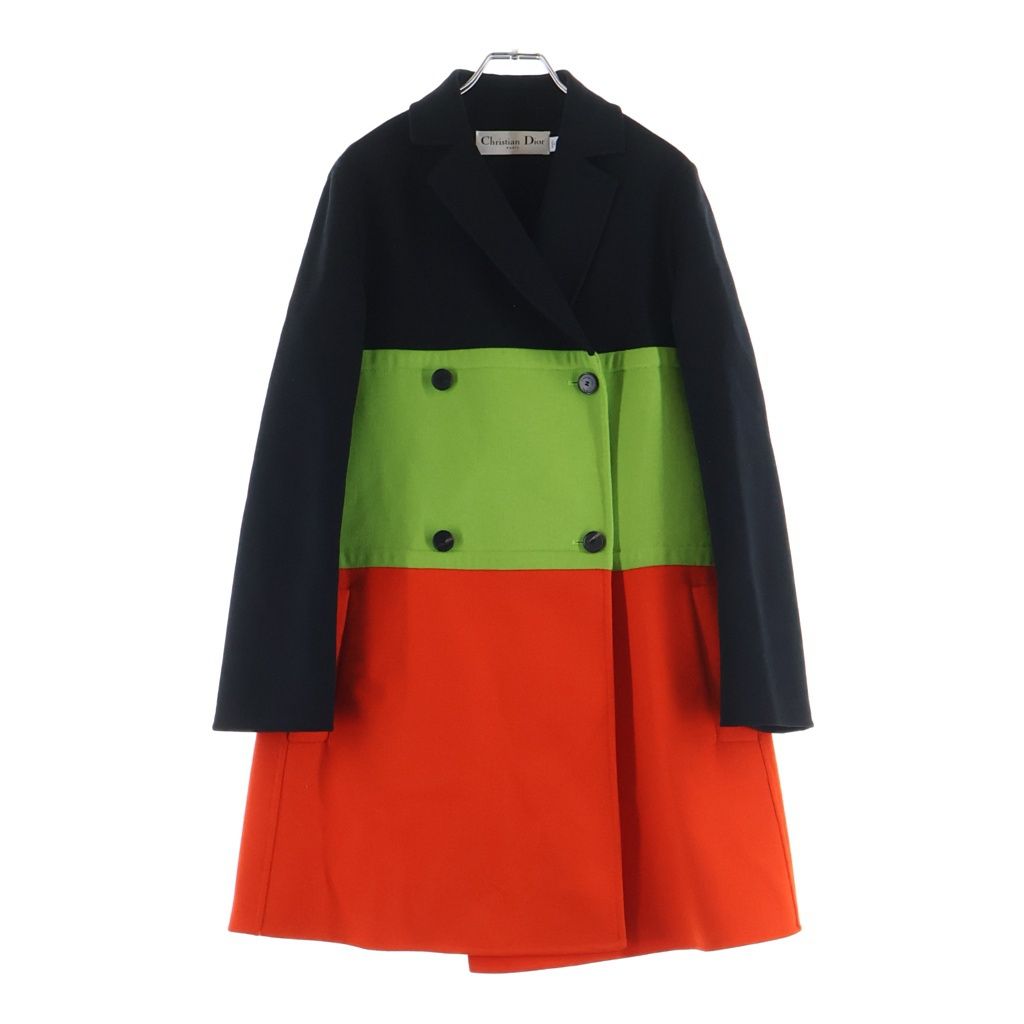 Dior Runway Colourblock Coat Double Breasted Orange Black Green