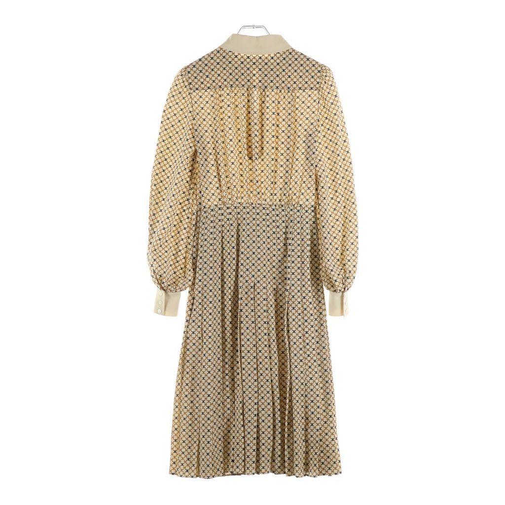 Celine Triomphe All Over Pattern Silk Pleated Long Dress Beige — view 2