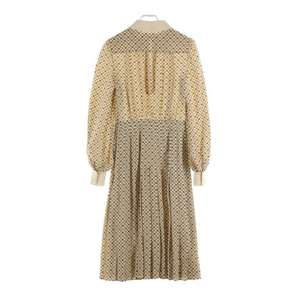 Celine Triomphe All Over Pattern Silk Pleated Long Dress Beige — view 2
