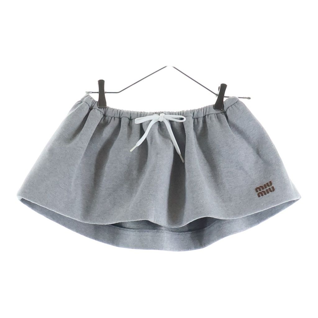 Miu Miu Padded Cotton Fleece Mini Skirt Gray
