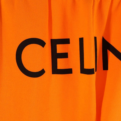 Celine Loose Cotton Jogger Sweatpants Front Logo Print Orange — view 6