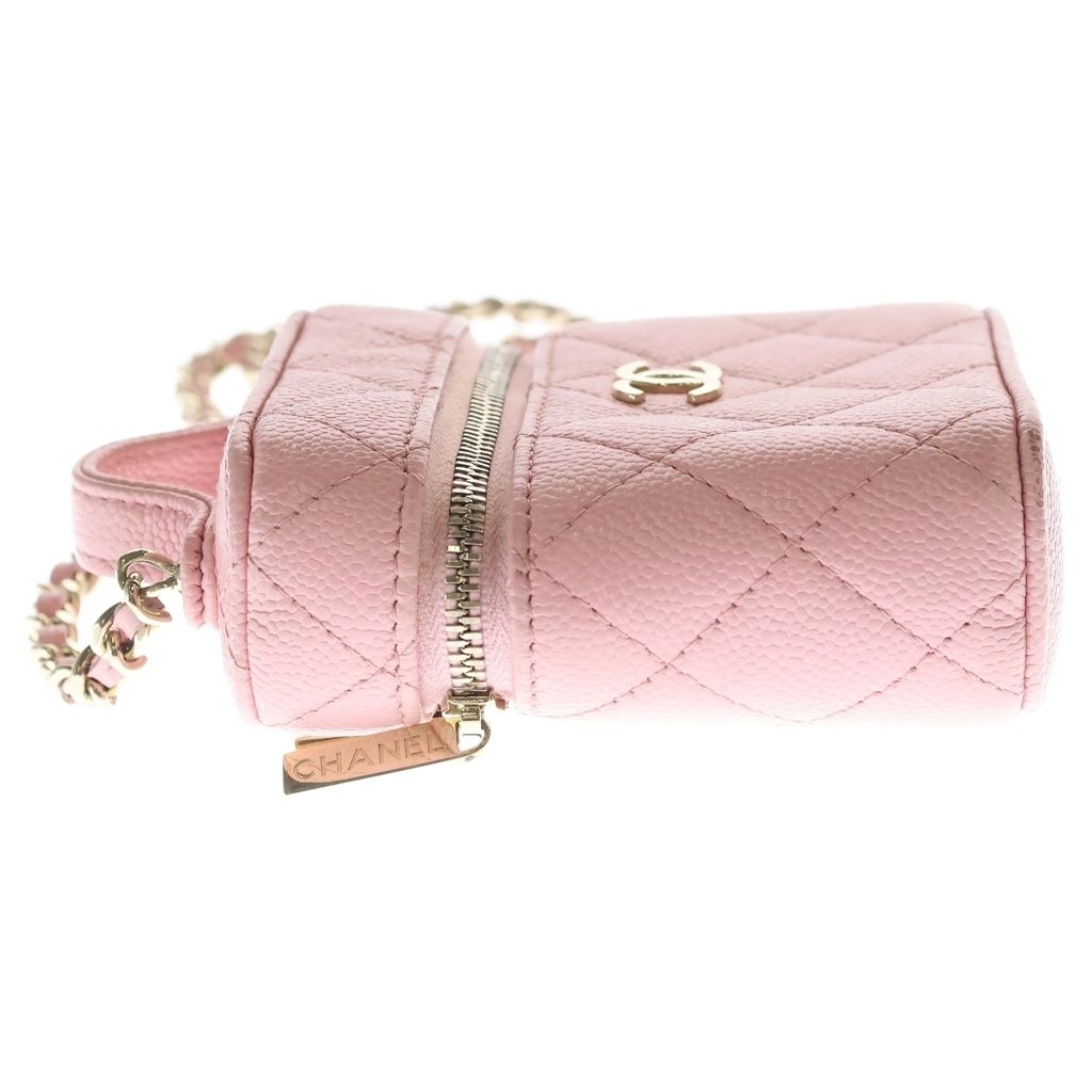 Chanel Quilted Mini Vanity Caviar Leather Gold Back Chain Shoulder Bag — view 3