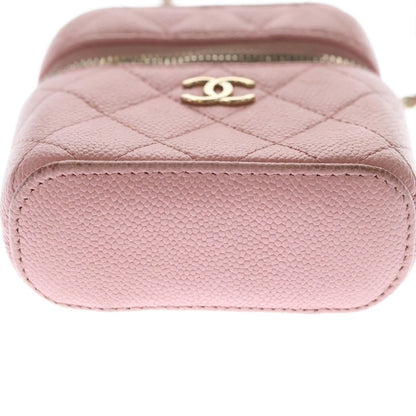 Chanel Quilted Mini Vanity Caviar Leather Gold Back Chain Shoulder Bag — view 4