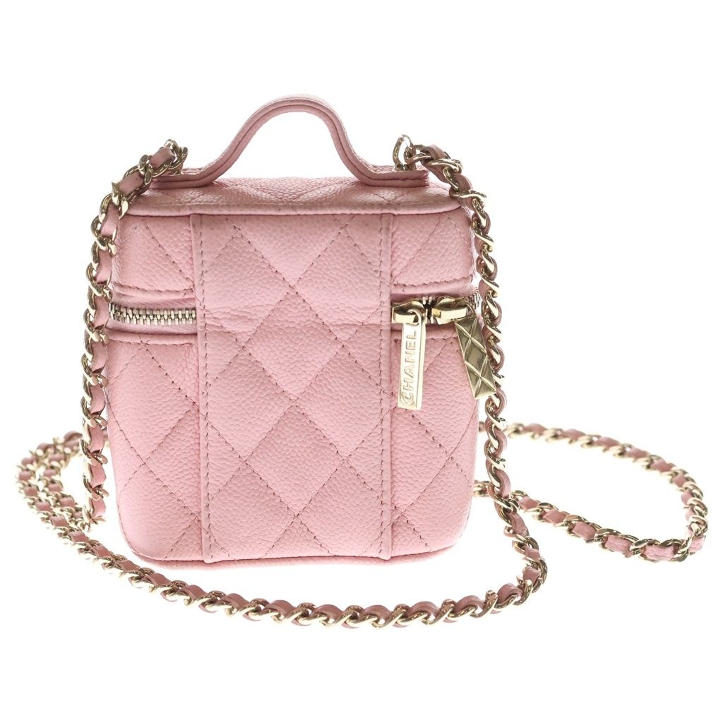 Chanel Quilted Mini Vanity Caviar Leather Gold Back Chain Shoulder Bag — view 2