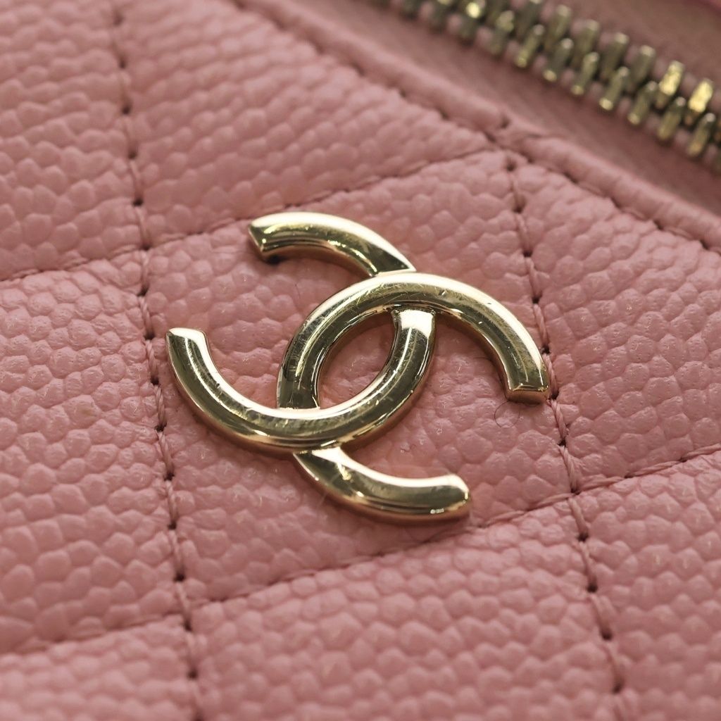 Chanel Quilted Mini Vanity Caviar Leather Gold Back Chain Shoulder Bag — view 6