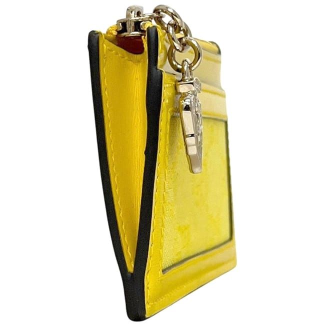 Gucci Coin Case With Card Holder Yellow Hysteria Canvas Leather Purse Wallet — view 3