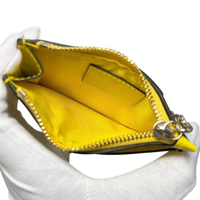 Gucci Coin Case With Card Holder Yellow Hysteria Canvas Leather Purse Wallet — view 7