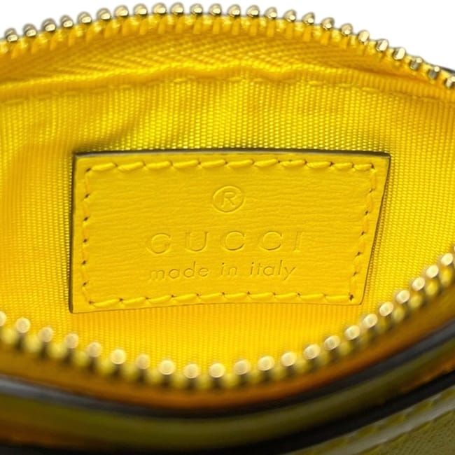 Gucci Coin Case With Card Holder Yellow Hysteria Canvas Leather Purse Wallet — view 8