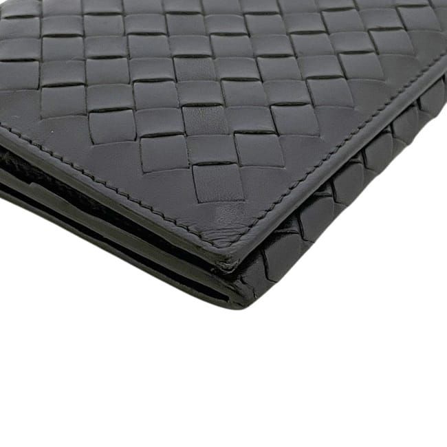 Bottega Veneta Bifold Wallet Black Intrecciato Leather — view 7