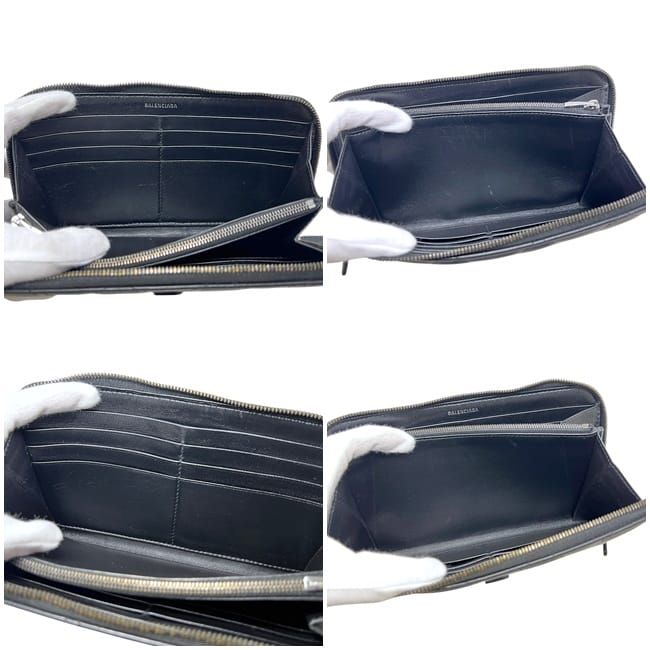 Balenciaga Zip Around Wallet B Logo Black Leather — view 3